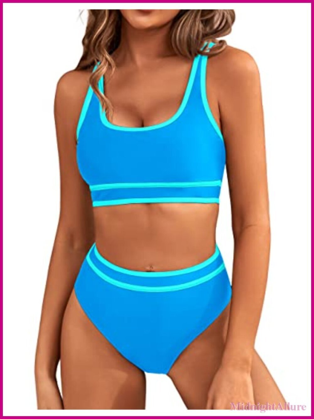 Women's High Waisted Bikini Set Sporty Two Piece Tummy Control Bathing Suit